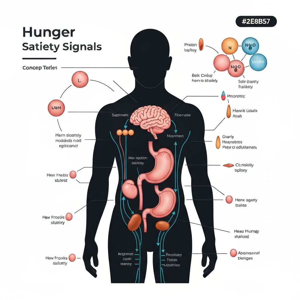 Biological hunger and satiety signals diagram
